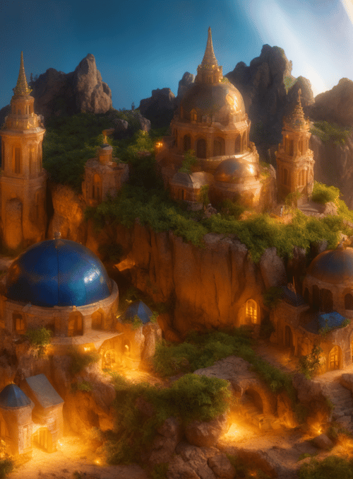 castle, city, mountain