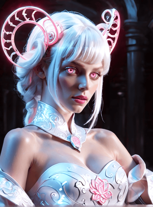 woman, angel, fairy, goddess, princess, mermaid, neon, cyberpunk, anime, chinese