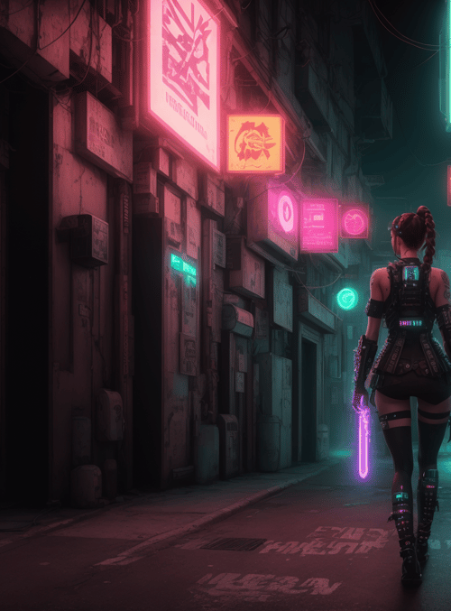 cyberpunk, woman, neon