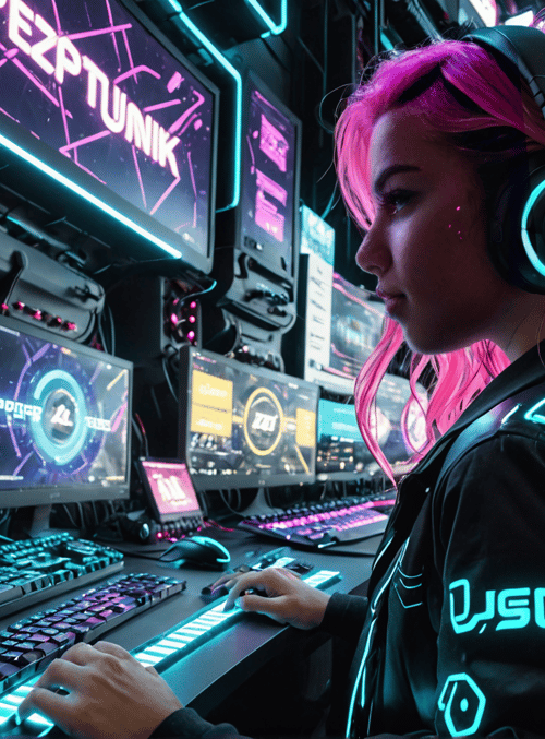 gamer, headphones, computer