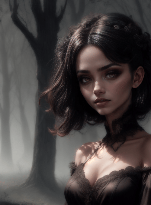 woman, cross, forest
