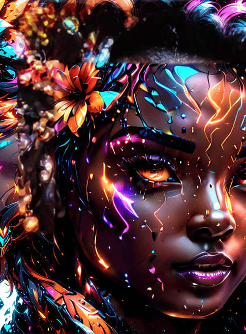 woman, flowers, cybernetics