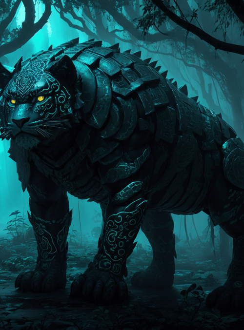 mechanical panther, tiger, creature