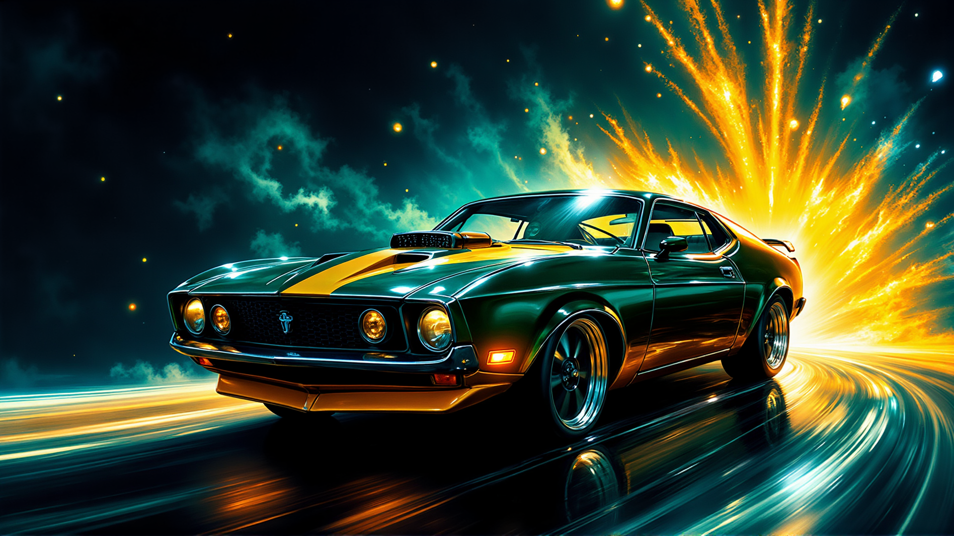 AI generated wallpaper featuring car, sports car, muscle car, speed, race car
