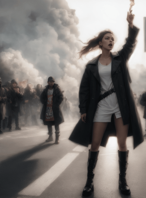 protester, crowd, fire