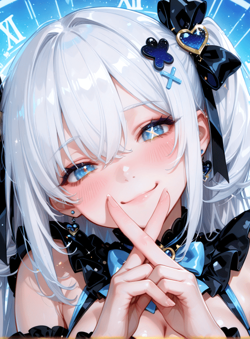 anime girl, clock, stars