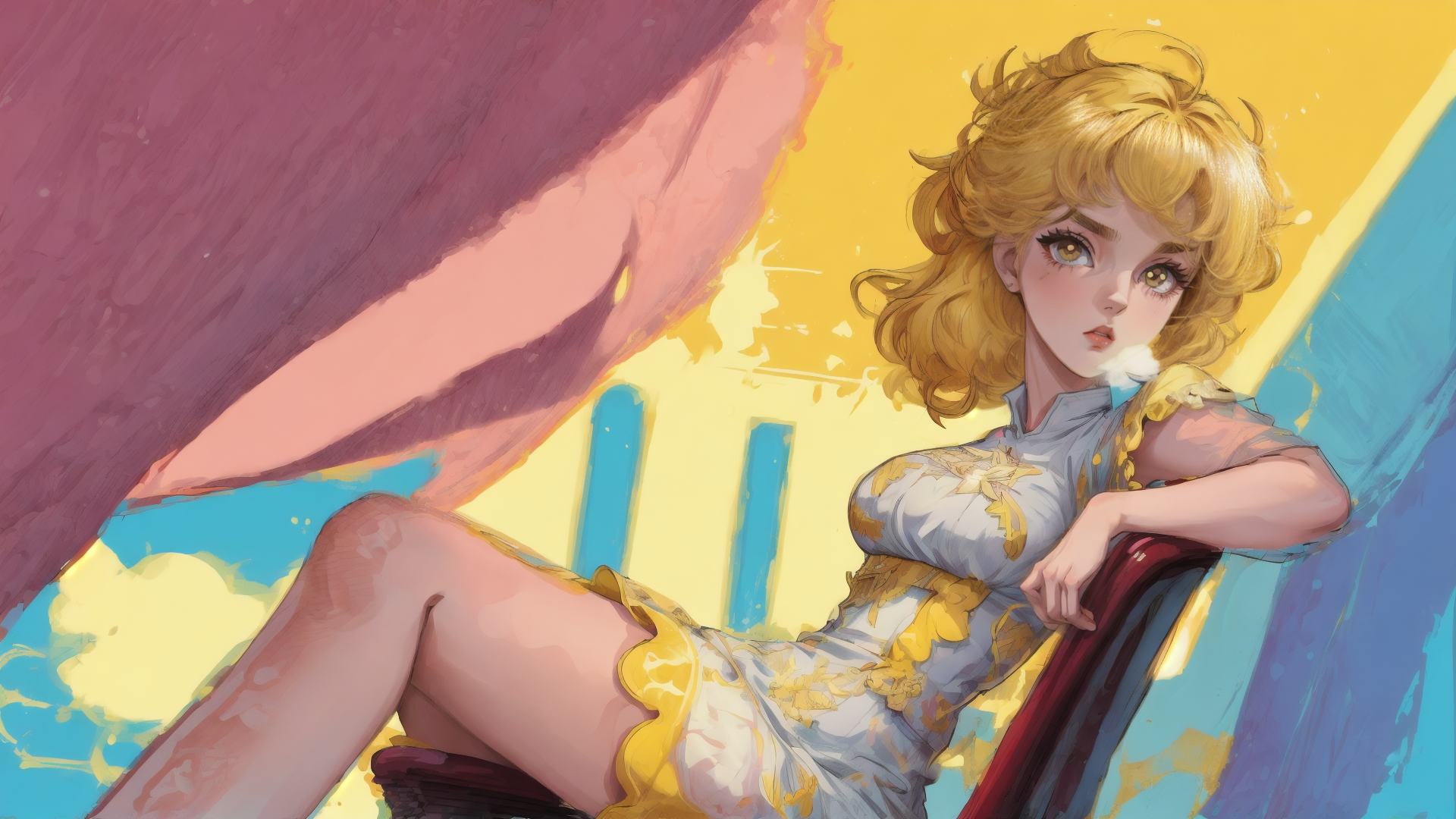 AI generated wallpaper featuring woman, dress, hair