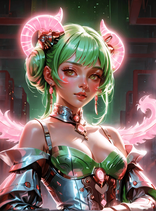 woman, dragon, goggles, armor, lanterns, buildings