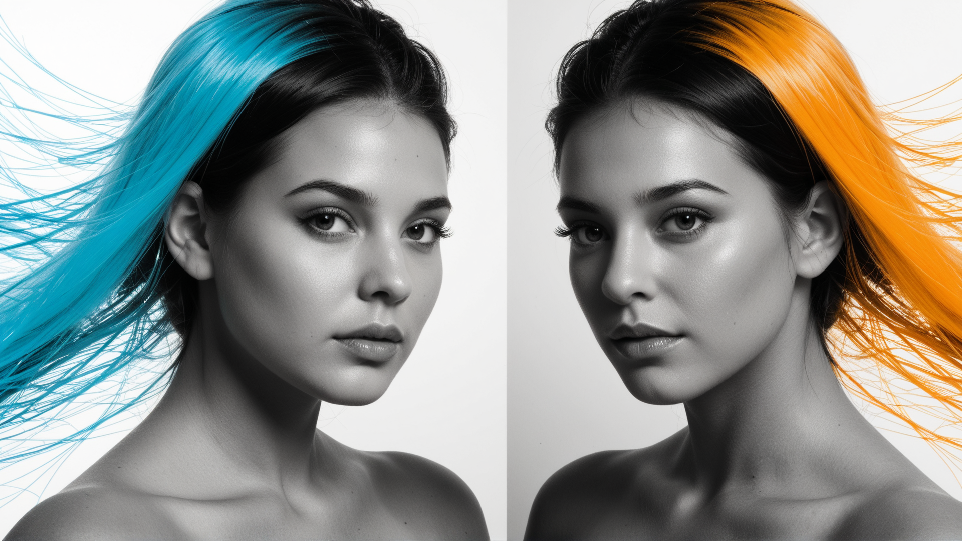 AI generated wallpaper featuring woman, hair, portrait