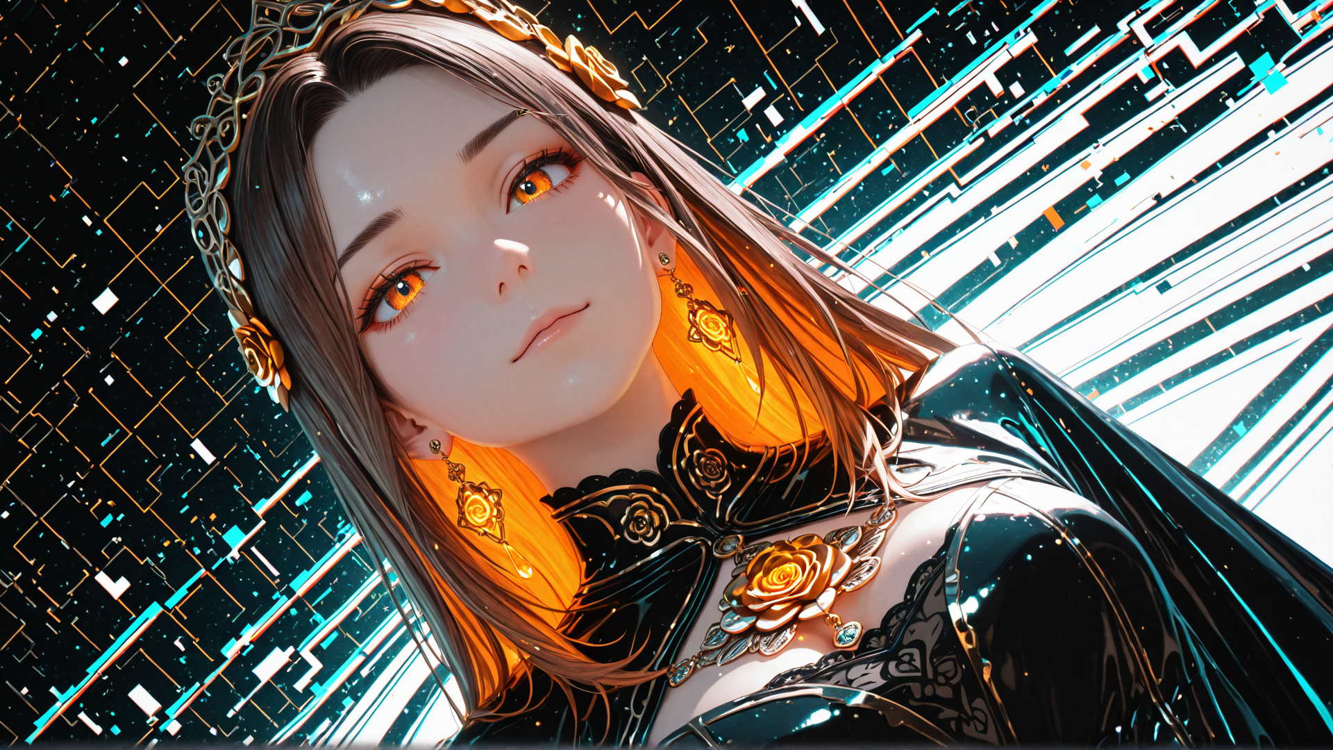 AI generated wallpaper featuring woman, goddess, fashion, jewelry, hair