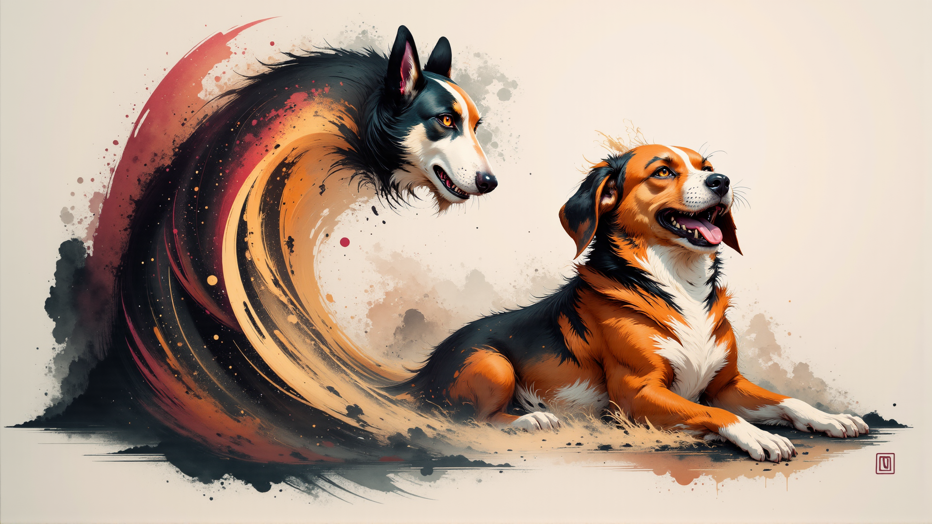 AI generated wallpaper featuring dogs, art, dog