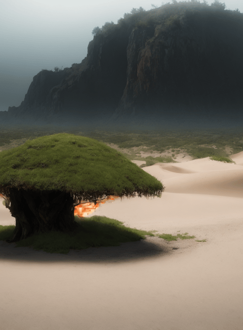 tree, sand, mountain