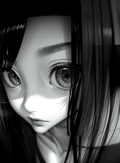 anime girl, cyberpunk, mirror