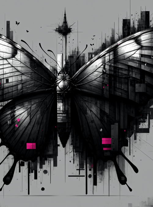 butterfly, cityscape, buildings