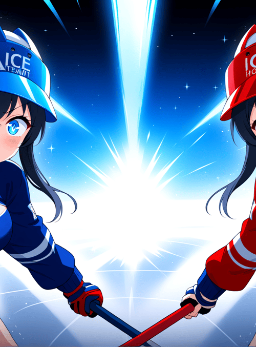 girls, hockey, helmets, uniforms, sticks