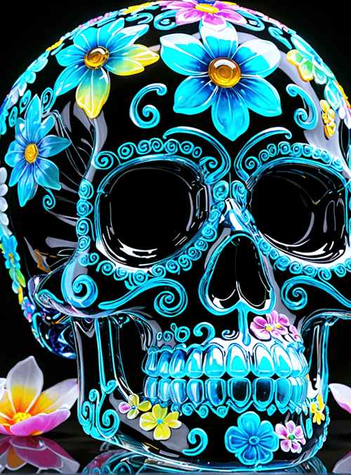 skull, flowers, day of the dead