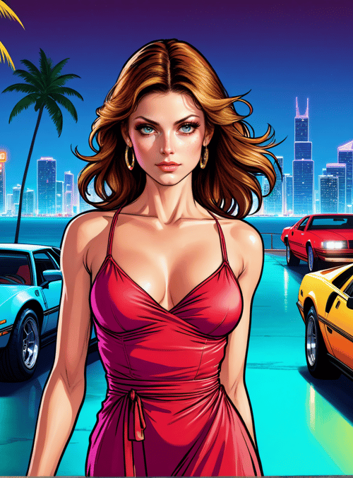 woman, cars, cityscape