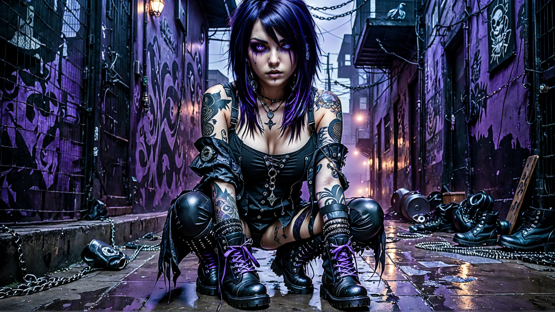 AI generated wallpaper featuring woman, tattoo, gutter