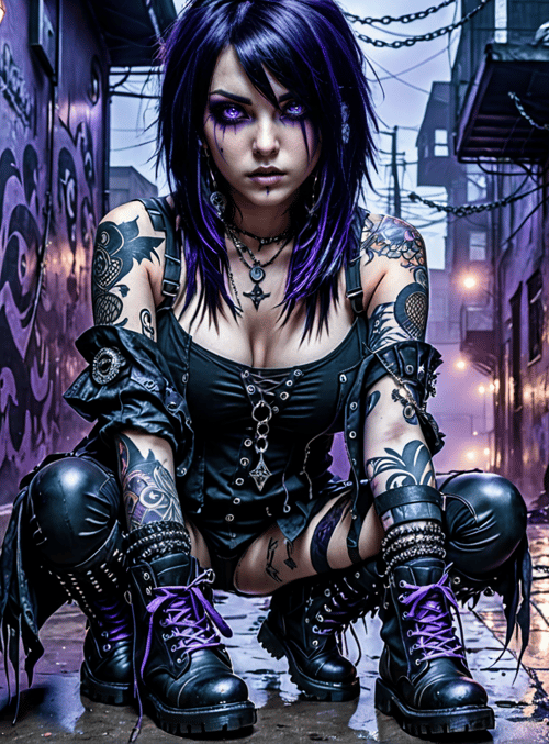 woman, tattoo, gutter