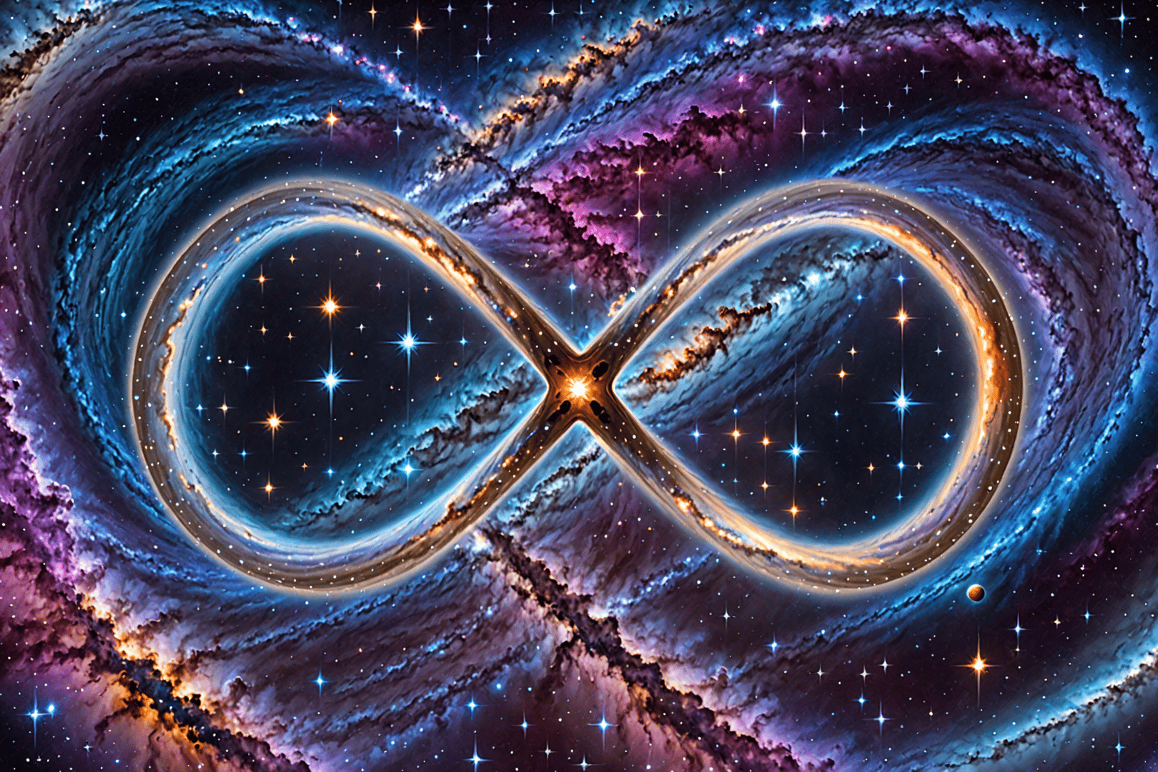 AI generated wallpaper featuring infinite symbol, galaxy, stars