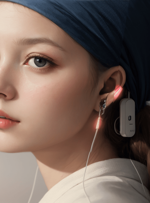 woman, earphones, headband