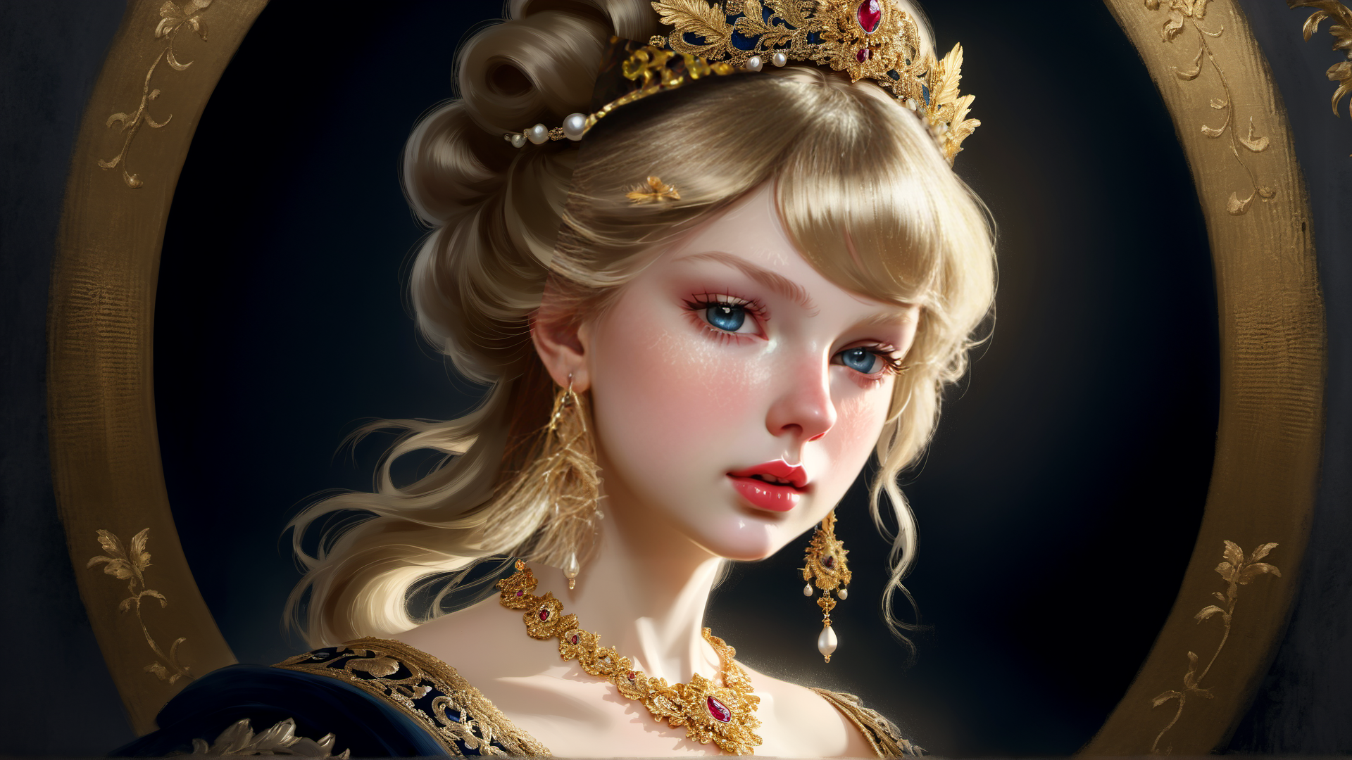 AI generated wallpaper featuring woman, queen, portrait