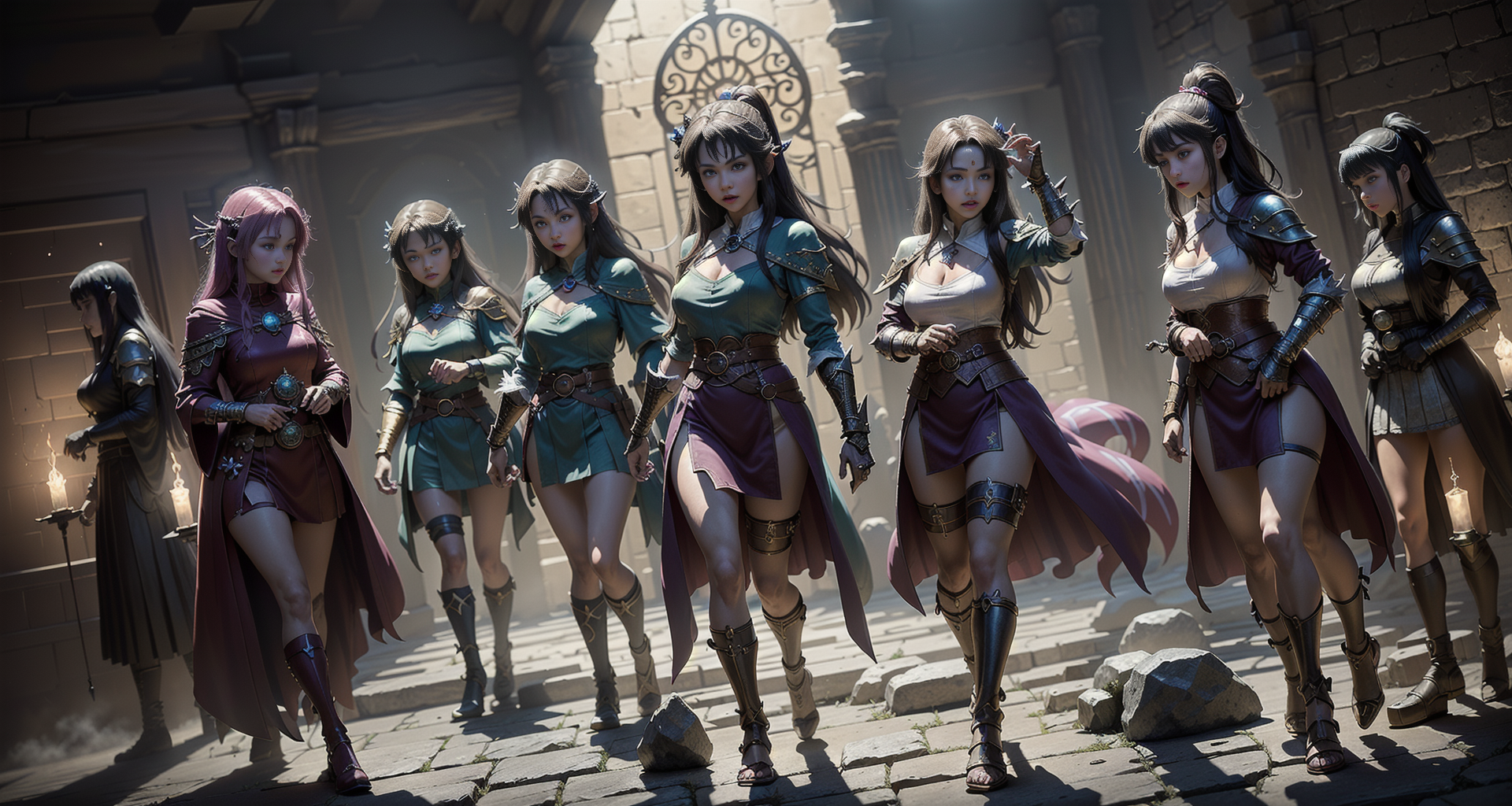 AI generated wallpaper featuring women, warriors, fantasy