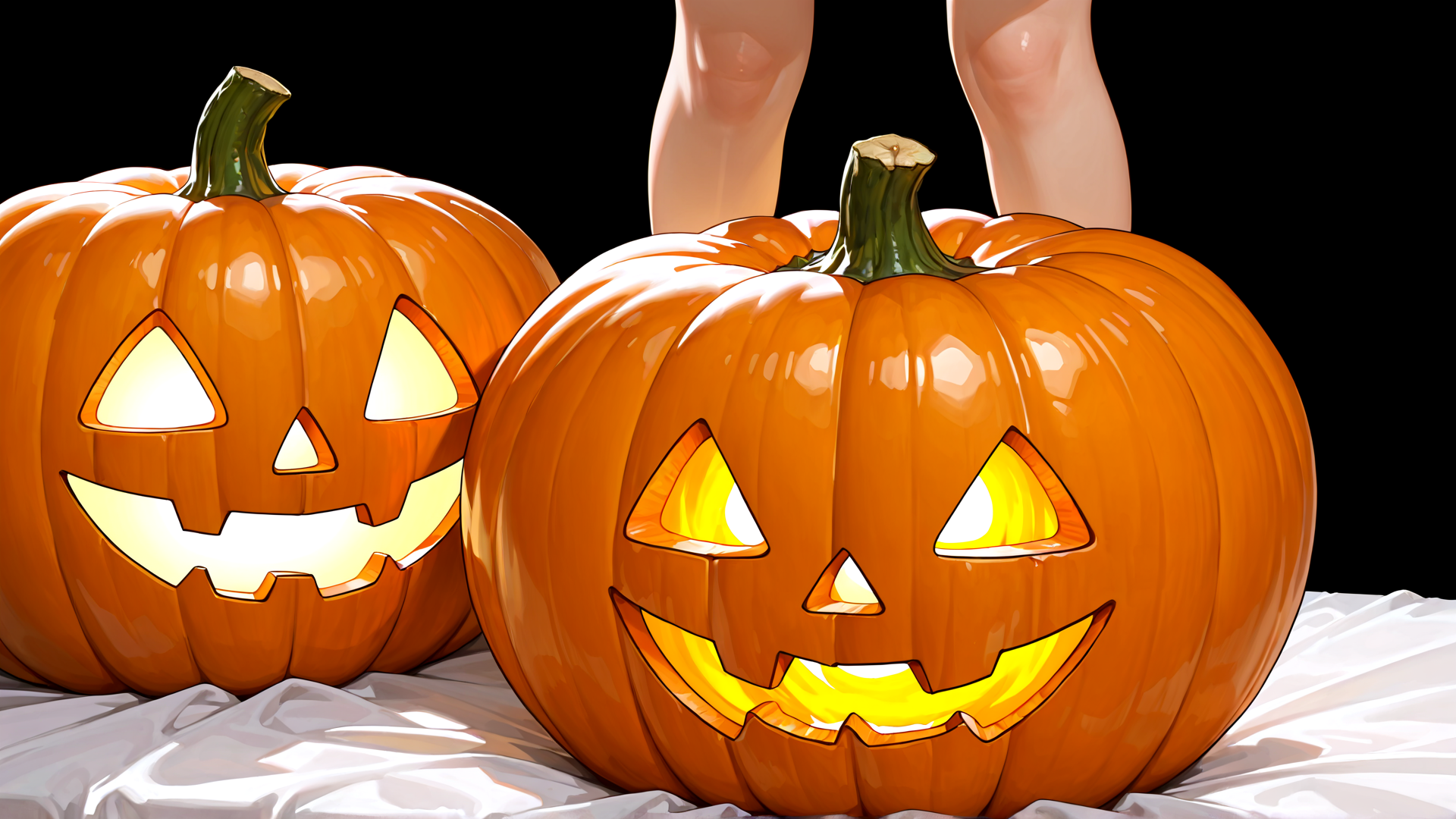 AI generated wallpaper featuring pumpkin, jack-o'-lantern, legs, fabric