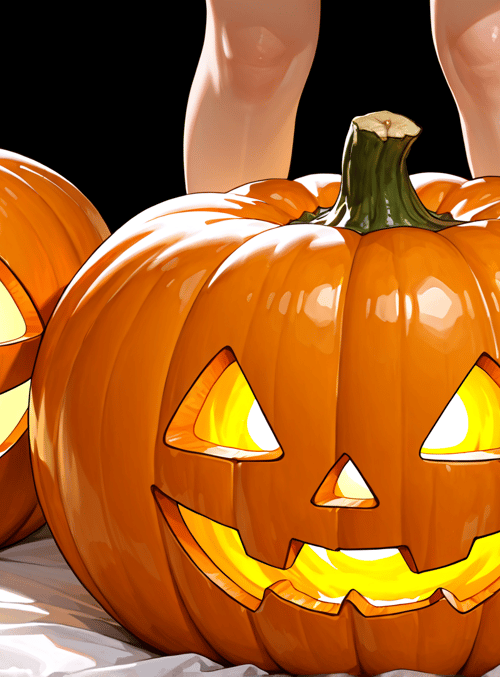 pumpkin, jack-o'-lantern, legs, fabric
