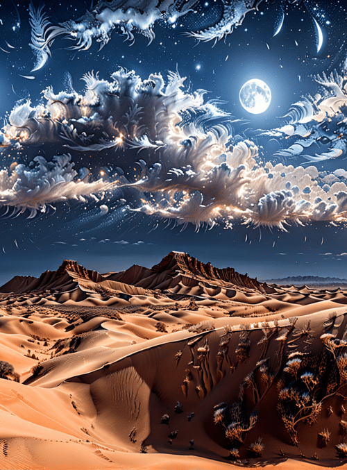 desert, sky, moon