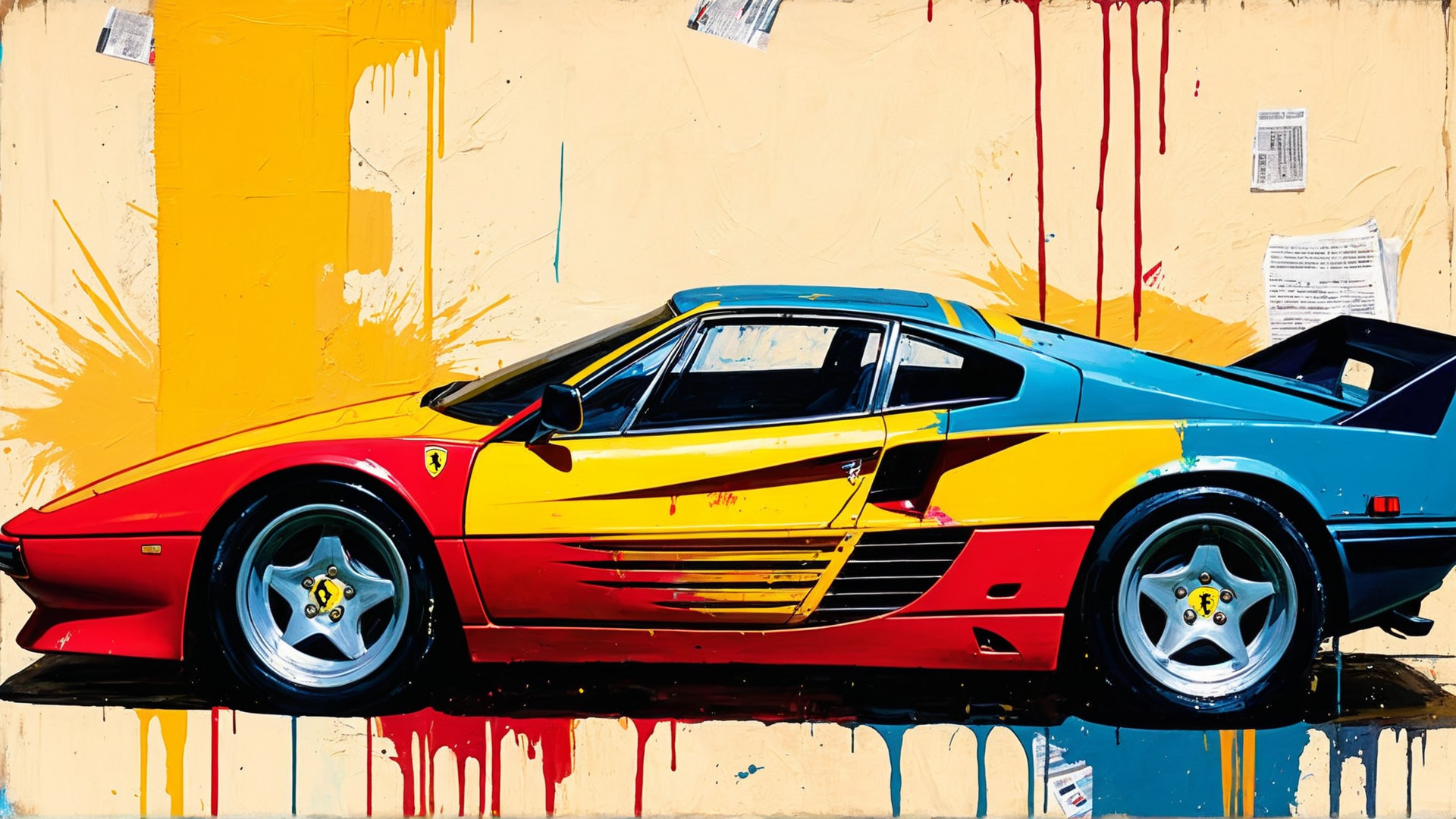 AI generated wallpaper featuring sports car, Ferrari, wallpaper