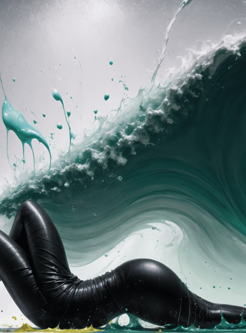 woman, wave, liquid