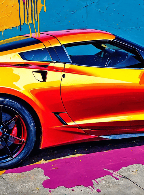 car, sports car, Corvette, painting