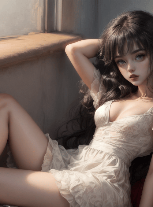 woman, dress, chair