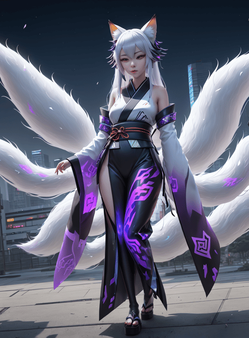 fox, women, anime