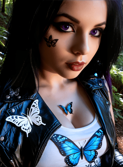 woman, butterfly, leather