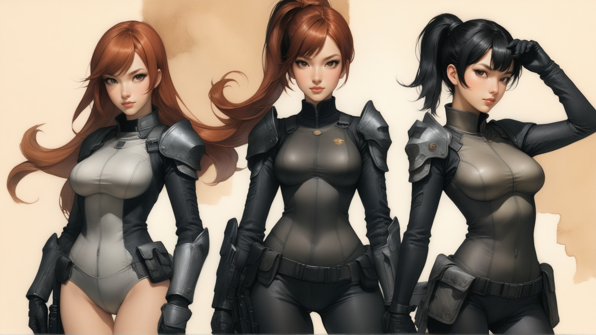 AI generated wallpaper featuring woman, soldier, character