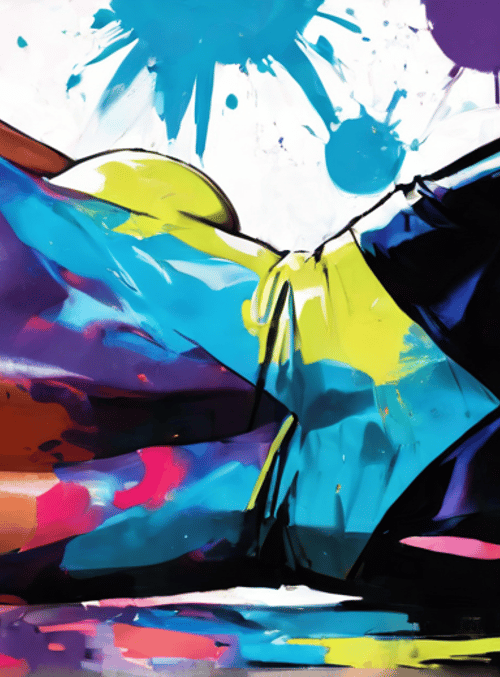 woman, paint, surreal, figure, art, splash, color