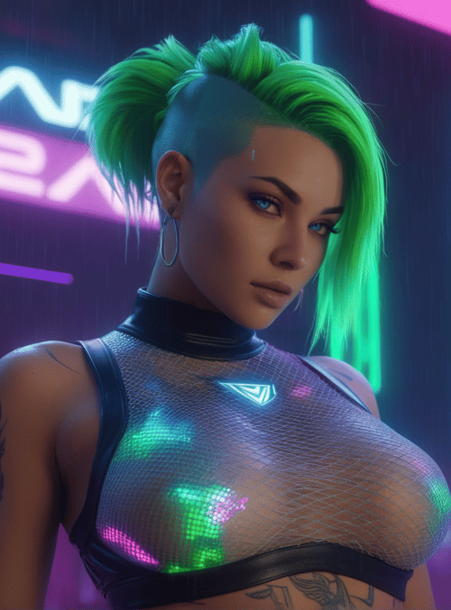 woman, neon, punk