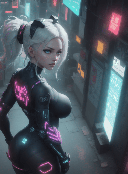 cyberpunk, woman, neon