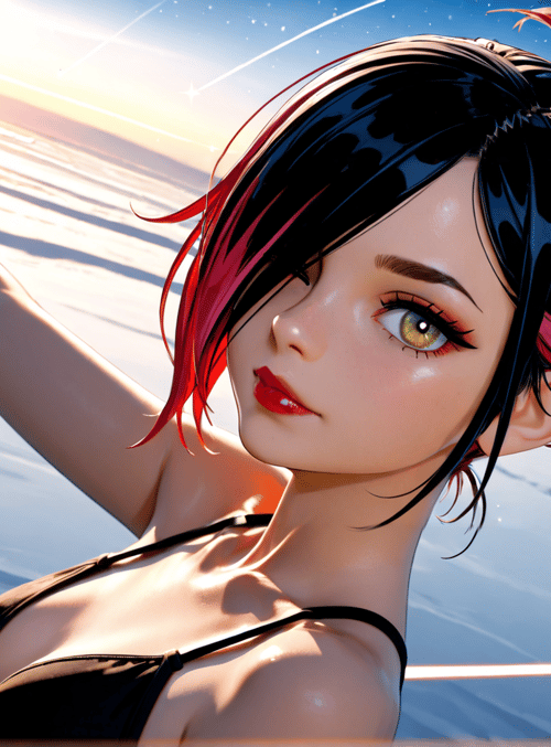 woman, sunset, ocean, sun, hair, sunglasses, swimsuit