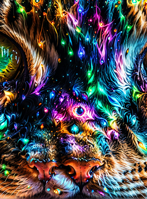 cat, neon, glow