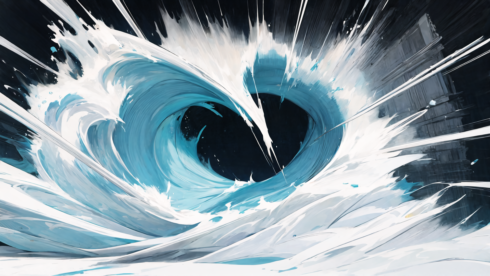 AI generated wallpaper featuring wave, ocean, water