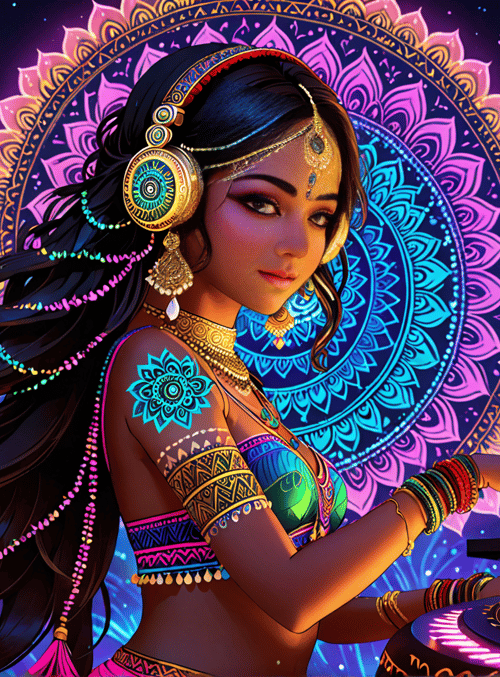 woman, mandala, dj
