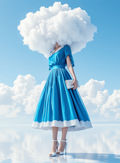 woman, cloud, dress