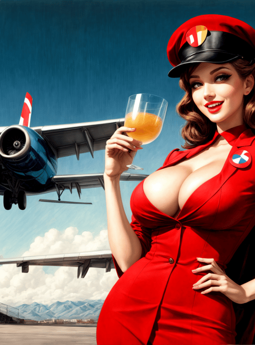 airplane, flight attendant, glass, airport, mountains, clouds