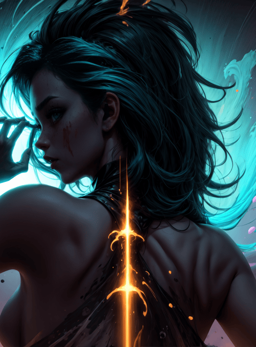 woman, paint, light
