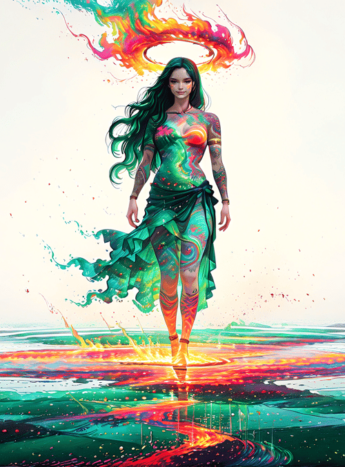 woman, mermaid, surreal, figure, painting