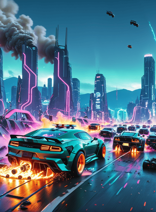 cars, city, futuristic