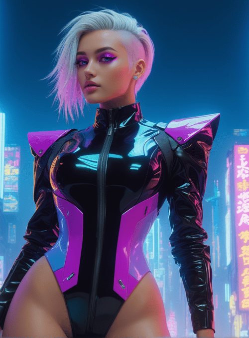 cyberpunk, woman, neon